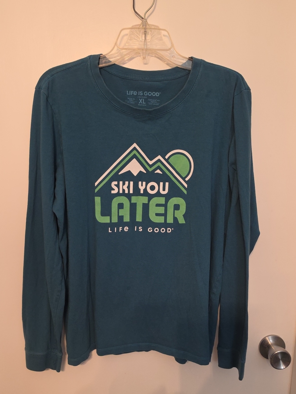 Life Is Good Teal Blue Long-Sleeve 'Ski You Later' Graphic Tee